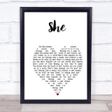 Green Day She White Heart Song Lyric Print