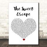 Gwen Stefani The Sweet Escape White Heart Song Lyric Print