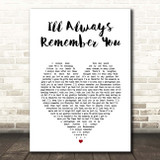 Hannah Montana I'll Always Remember You White Heart Song Lyric Print