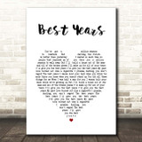 5 Seconds Of Summer Best Years White Heart Song Lyric Print