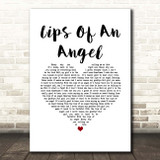 Hinder Lips Of An Angel White Heart Song Lyric Print