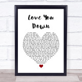 INOJ L Y D (Love You Down) White Heart Song Lyric Print
