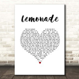 Jeremy Passion, Melissa Polinar & Gabe Bondoc Lemonade White Heart Song Lyric Print