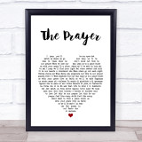 Andrea Bocelli & Celine Dion The Prayer White Heart Song Lyric Print
