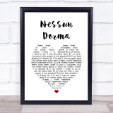 Andrea Bocelli Nessun Dorma White Heart Song Lyric Print