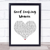 Joe Dolan Good Looking Woman White Heart Song Lyric Print