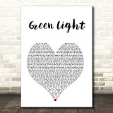 John Legend Green Light White Heart Song Lyric Print