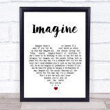 John Lennon Imagine White Heart Song Lyric Print