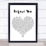 Jon McLaughlin Before You White Heart Song Lyric Print