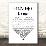 Jonny Houlihan Feels Like Home White Heart Song Lyric Print