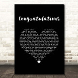 Cliff Richard Congratulations Black Heart Song Lyric Print