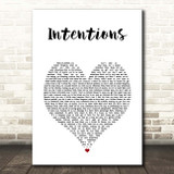 Justin Bieber Intentions White Heart Song Lyric Print