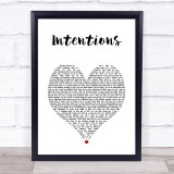 Justin Bieber Intentions White Heart Song Lyric Print