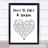 Ken Dodd Love Is Like A Violin White Heart Song Lyric Print