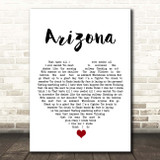 Kings Of Leon Arizona White Heart Song Lyric Print