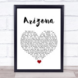 Kings Of Leon Arizona White Heart Song Lyric Print