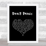 Coldplay Don't Panic Black Heart Song Lyric Print