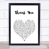 Led Zeppelin Thank You White Heart Song Lyric Print