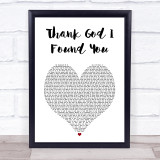 Mariah Carey Thank God I Found You (Make It Last Remix) White Heart Song Lyric Print