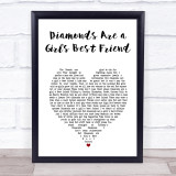 Marilyn Monroe Diamonds Are a Girl's Best Friend White Heart Song Lyric Print