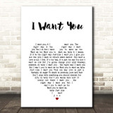Marvin Gaye I Want You White Heart Song Lyric Print