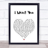 Marvin Gaye I Want You White Heart Song Lyric Print