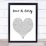 McFly Love Is Easy White Heart Song Lyric Print