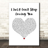 Michael Jackson I Just Can't Stop Loving You White Heart Song Lyric Print
