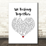 Ritchie Valens We Belong Together White Heart Song Lyric Wall Art Print