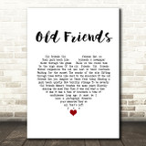 Simon & Garfunkel Old Friends White Heart Song Lyric Wall Art Print