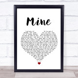 Bazzi Mine White Heart Song Lyric Wall Art Print