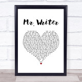 Stereophonics Mr. Writer White Heart Song Lyric Wall Art Print