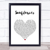 The Courteeners Sunflower White Heart Song Lyric Wall Art Print