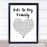The Cranberries Ode To My Family White Heart Song Lyric Wall Art Print