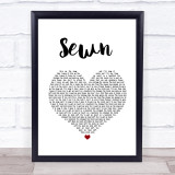 The Feeling Sewn White Heart Song Lyric Wall Art Print