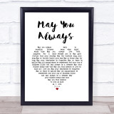 The McGuire Sisters May You Always White Heart Song Lyric Wall Art Print