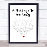 The Specials A Message To You Rudy White Heart Song Lyric Wall Art Print