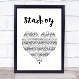 The Weeknd Starboy White Heart Song Lyric Wall Art Print