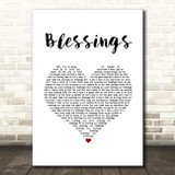 Tom Walker Blessings White Heart Song Lyric Wall Art Print