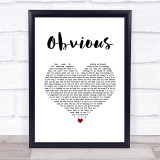 Westlife Obvious White Heart Song Lyric Wall Art Print