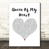 Westlife Queen Of My Heart White Heart Song Lyric Wall Art Print