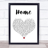 Will Young Home White Heart Song Lyric Wall Art Print