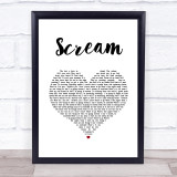 Zac Efron Scream White Heart Song Lyric Wall Art Print