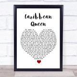 Billy Ocean Caribbean Queen White Heart Song Lyric Wall Art Print