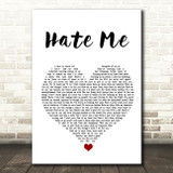 Blue October Hate Me White Heart Song Lyric Wall Art Print