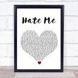 Blue October Hate Me White Heart Song Lyric Wall Art Print