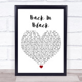 AC DC Back In Black White Heart Song Lyric Wall Art Print