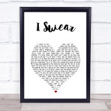 Boyz II Men I Swear White Heart Song Lyric Wall Art Print
