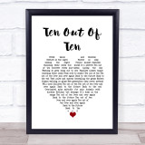 Bros Ten Out Of Ten White Heart Song Lyric Wall Art Print