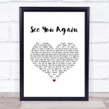 Carrie Underwood See You Again White Heart Song Lyric Wall Art Print